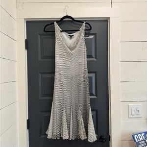 Alfani Cream and Black Polka Dot Midi Dress